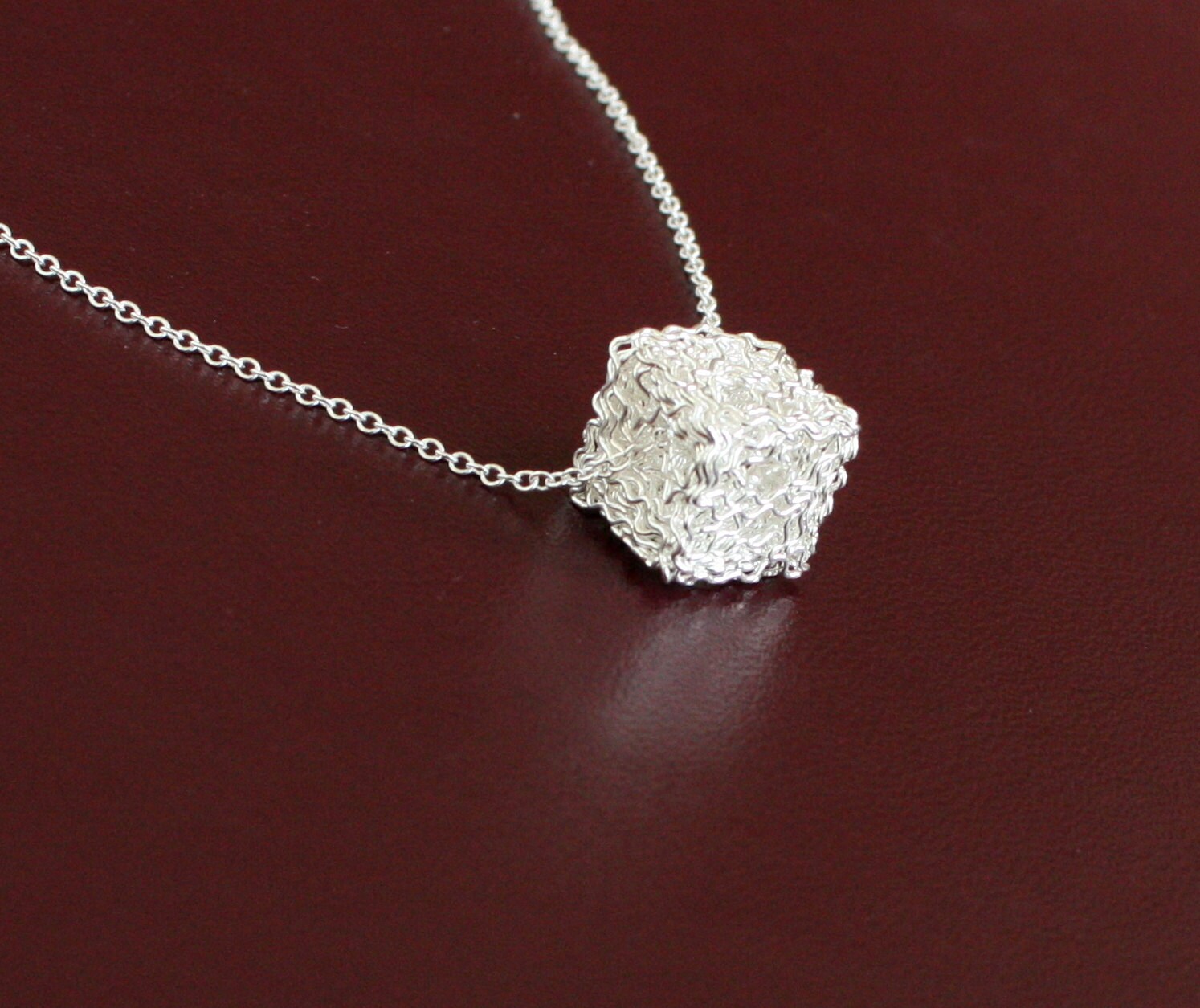 Cube necklace wire wrapped sugar cube ice cube by CrossEarth