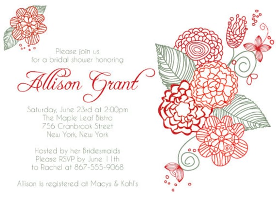 BRIDAL SHOWER, Dinner Party Christmas HOLIDAY Themed Invitation size 4 ...