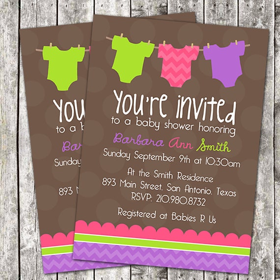 Baby Shower Invitations Purple And Green 5