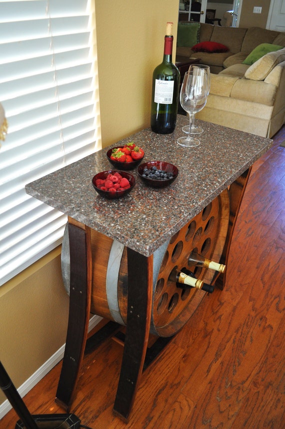 Items similar to Wine Barrel Table, Wine Rack, and Wine Tasting Table