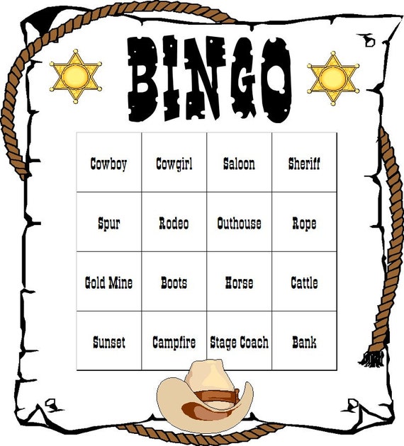 Cowboy Bingo Printable Cards Free Printable Templates