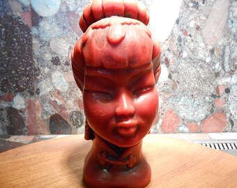 Vintage Asian Girl Bust Candle