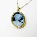 1970s Signed Sardonyx Stone Cameo Pendant/ Necklace, Bezel Set w. Genuine Diamonds in 18K Two Tone Gold, Germany.