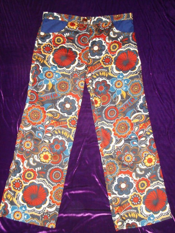 Items similar to Crazy Psychedelic Hip pants One of a kind Applique ...