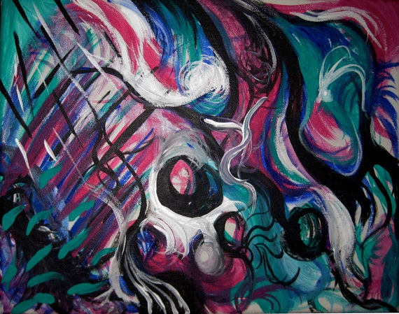 Items similar to Abstract, Psychedelic, Trippy Acrylic Painting On