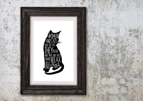 Cat poster art motivational quote black cat by ShufflePrints