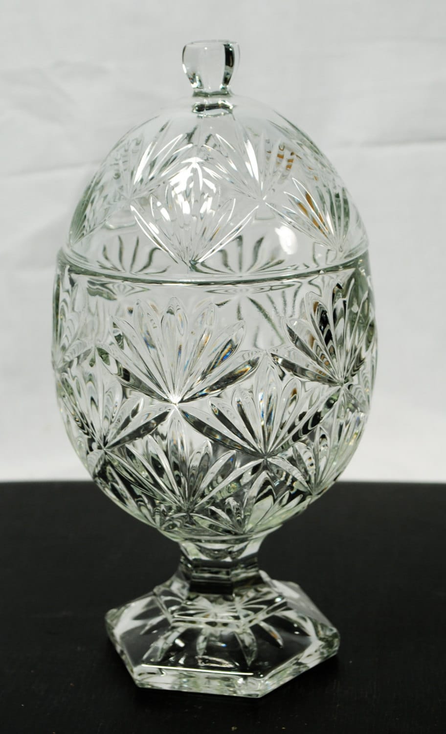 Vintage Round Pressed Glass Covered Pedestal by BlackOliveVintage