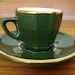 green and gold APILCO porcelain espresso cup and saucer FRANCE fine china
