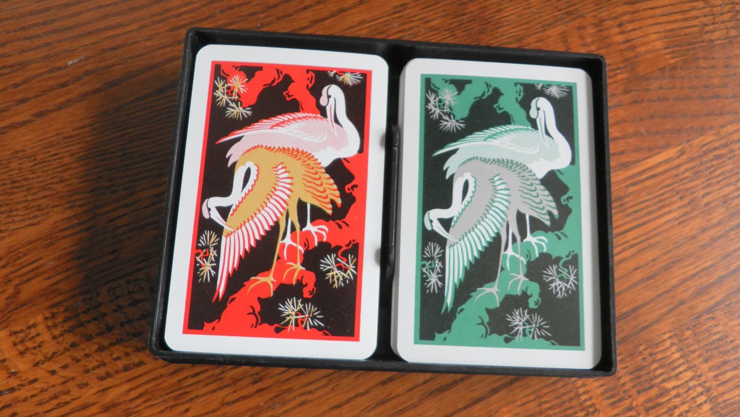 Vintage Kem Playing Cards 2 decks Flamingo Cranes complete