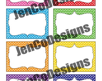 Colorful Polka Dot Label Cards