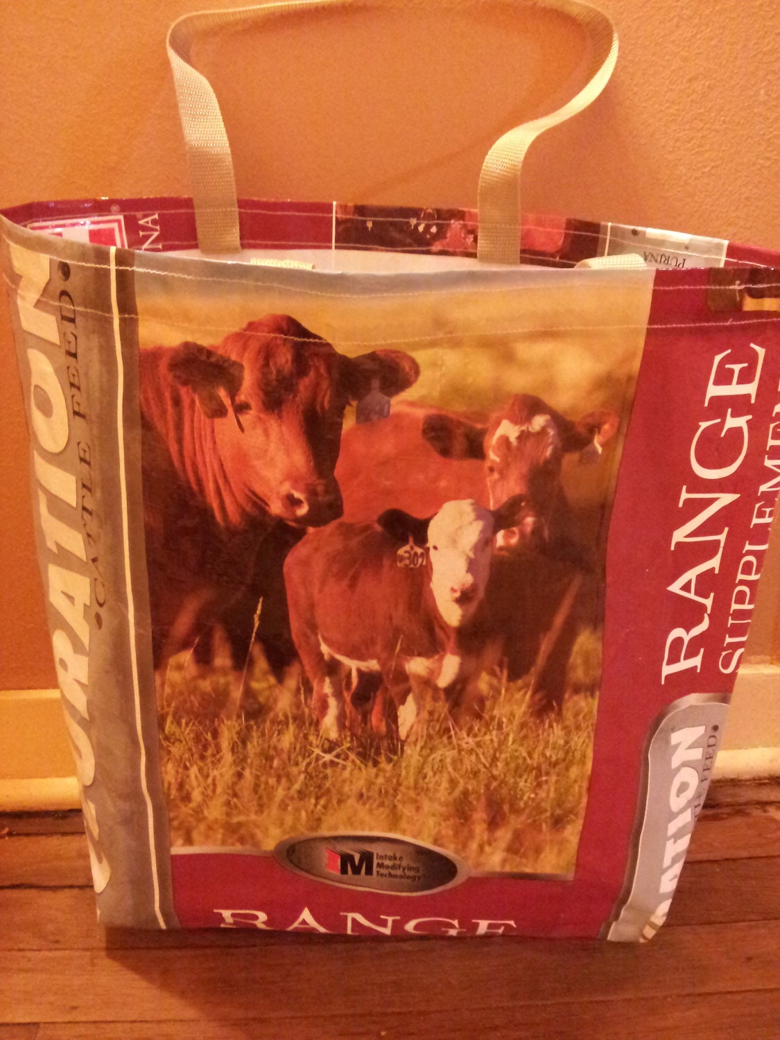 Recycled Feed Bag Tote reusable tote bag grocery by FeedBagTote