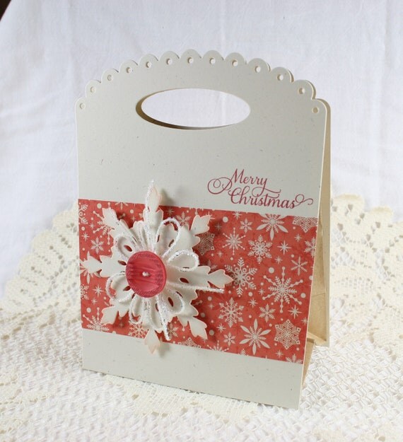 handmade gift bag merry christmas w embellished snowflake handmade gift bag merry christmas w embellished snowflake