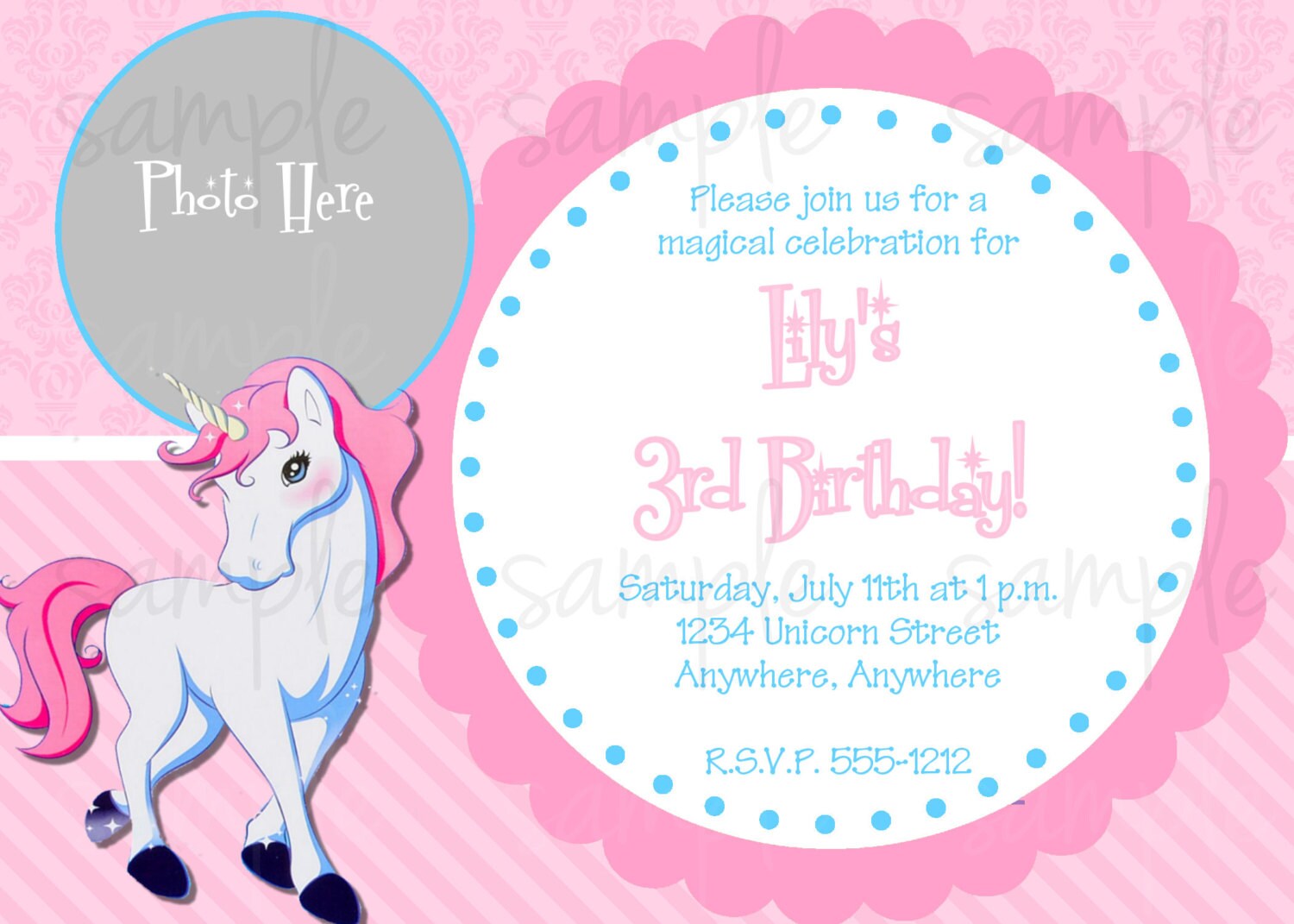 Unicorn Birthday Invitation