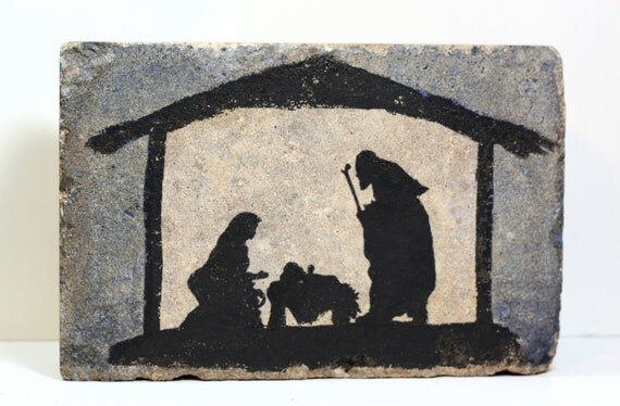 Nativity Beautiful Christmas image on tumbled concrete paver