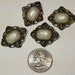 LOT of 4 Buttons- Silver & White Faux Pearl - Plastic- Antique Inspired - Decorative Buttons