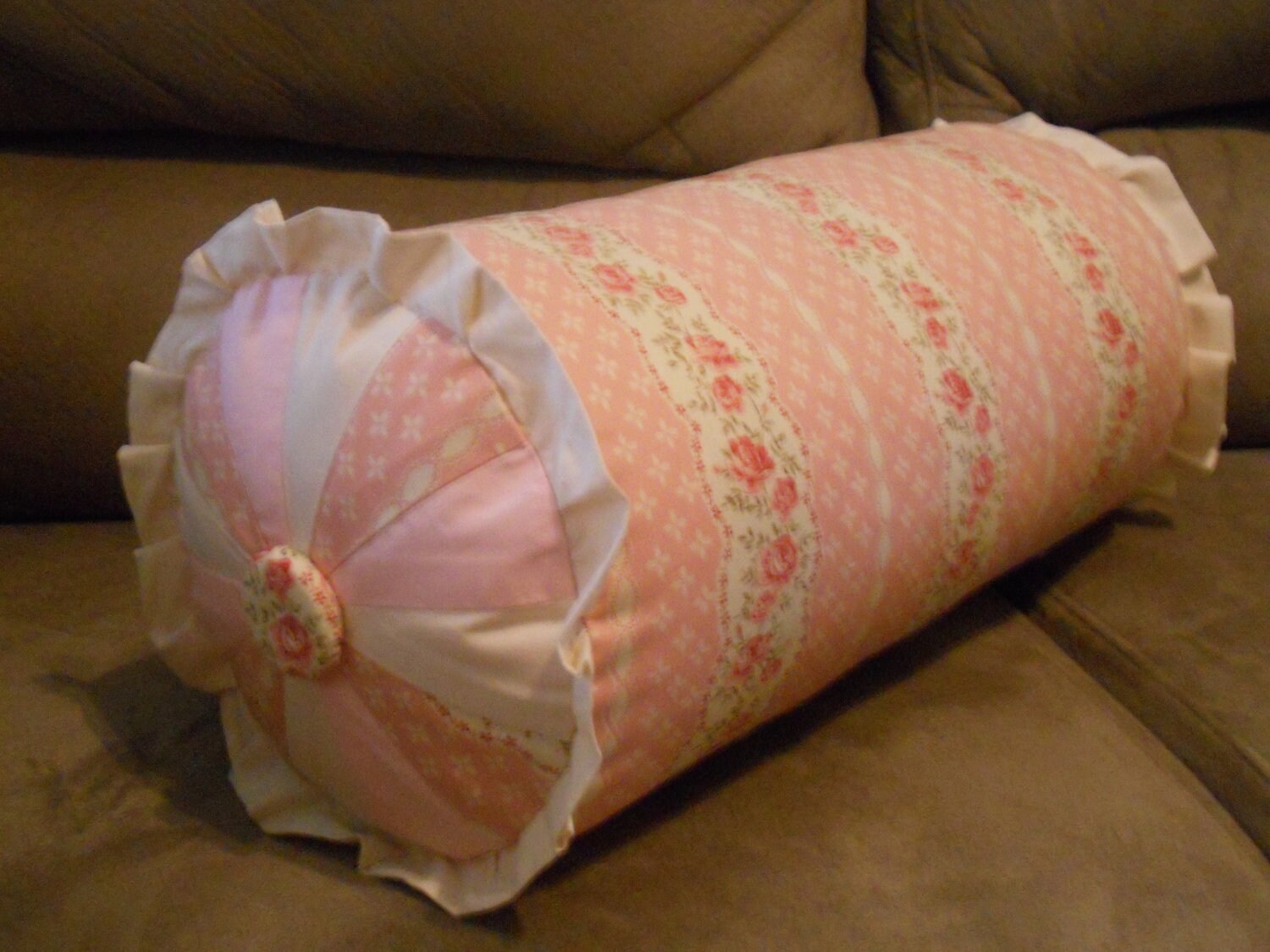 Bolster Pillow Neckroll Pillow Shabby Chic by OurCraftyCorner2