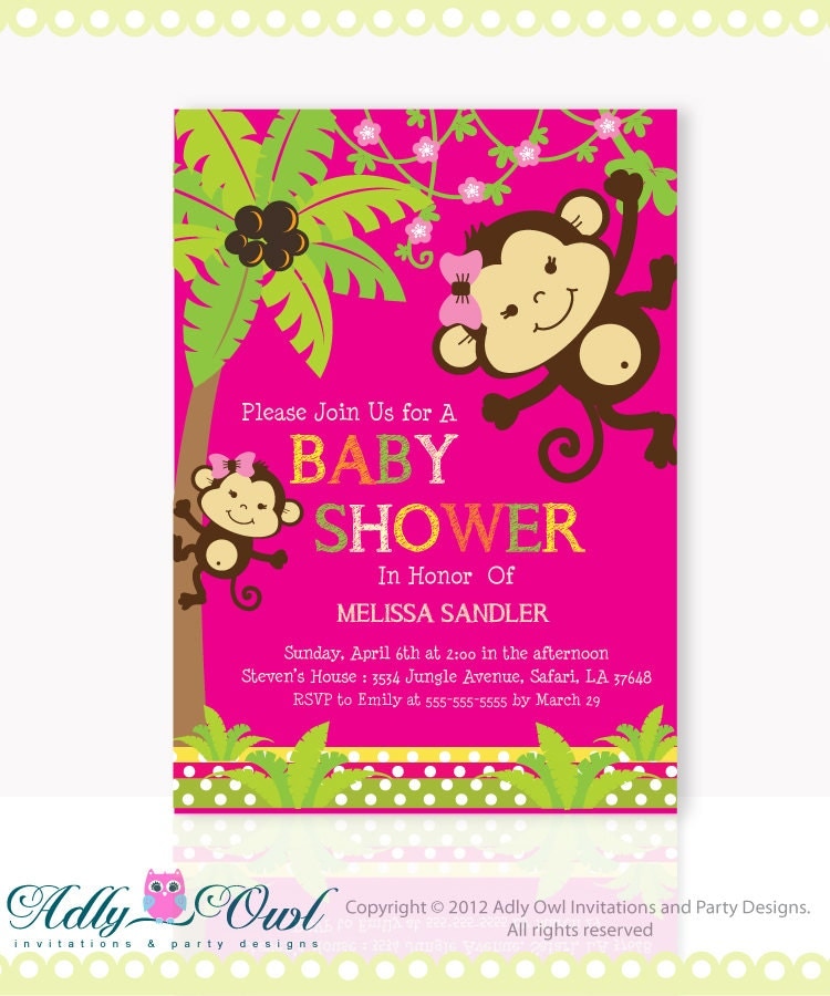 Free Printable Monkey Girl Baby Shower Invitations 7