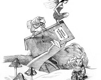 Imagination personalised birthday card, pencil drawing