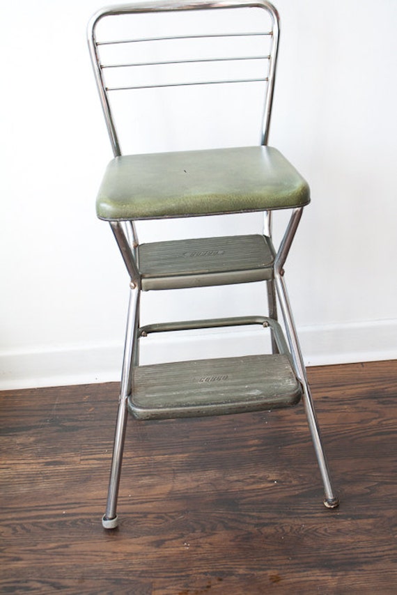 Vintage Cosco Kitchen Chair / Step Stool Green