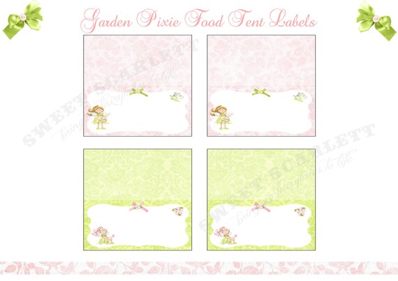 Garden Pixie Collection - PRINTABLE TENT LABELS - Sweet Scarlett Events Il_570xn