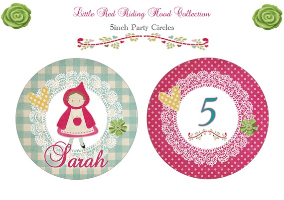 Little Red Riding Hood Collection - 5inch Printable CUSTOMIZED PARTY CIRCLES - Sweet Scarlett Events Il_570xn