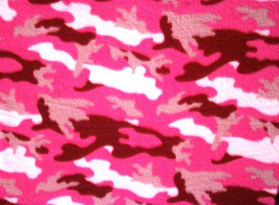 Pink Camouflage Fleece Fabric 1 Full Yard by LillyCraftSupplies