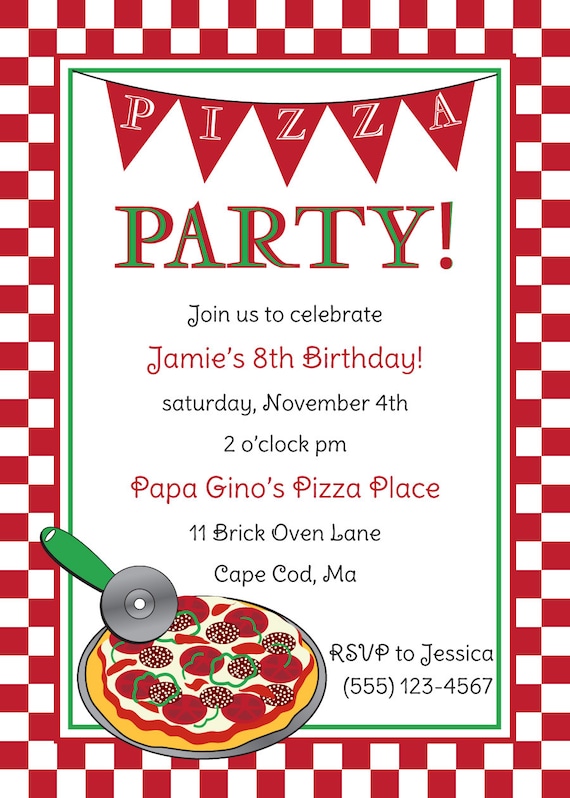  Pizza Party Birthday Invitation by AnchorBlueDesign on Etsy
