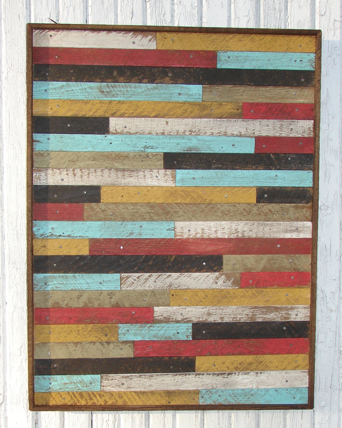 Large POTTERY BARN style/inspired RECLAIMED wood lathe wall