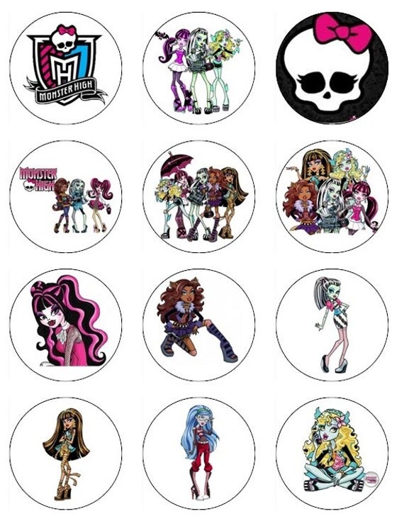 Items similar to Monster High Edible Cupcake Toppers 12 monster high