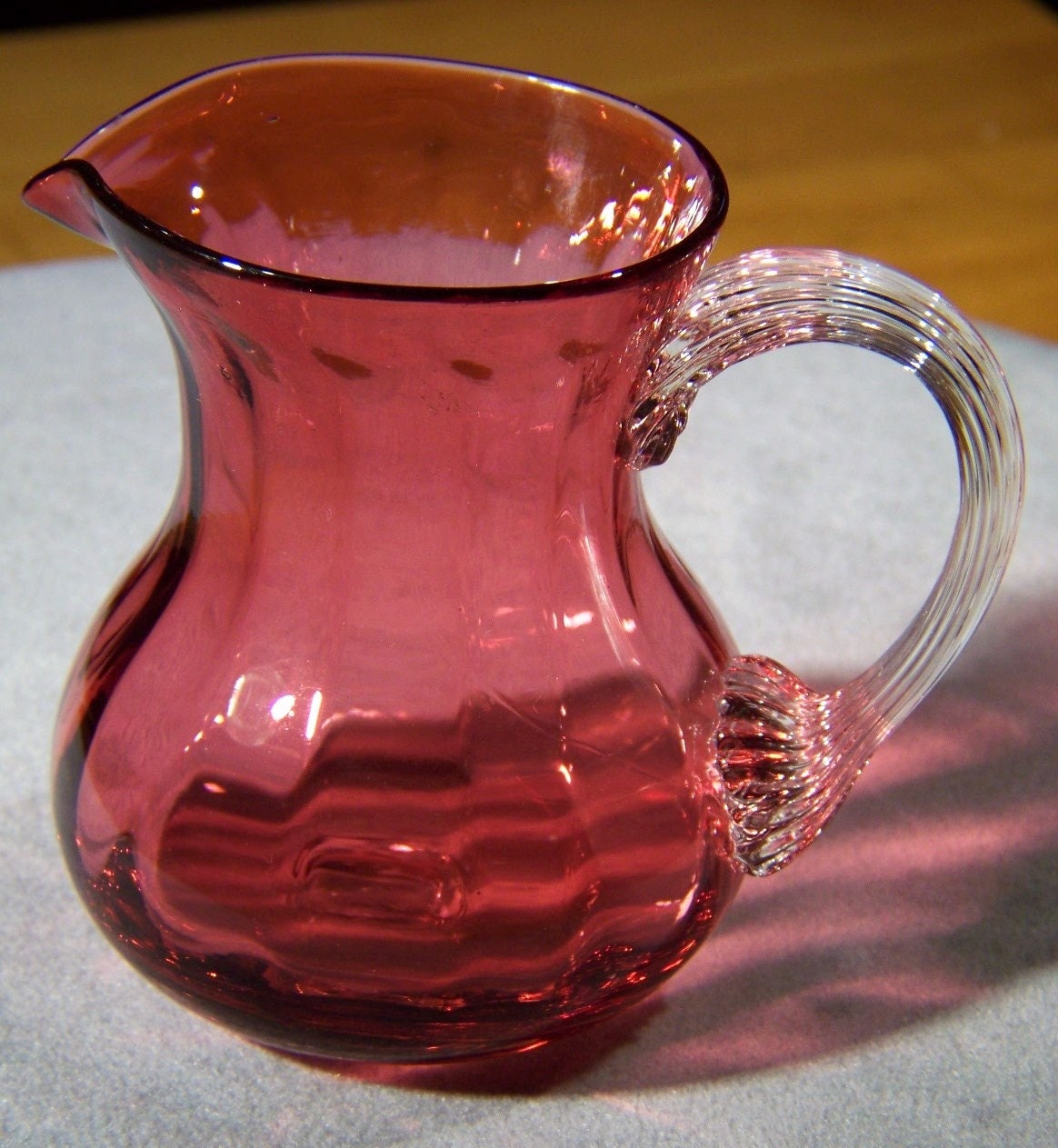 Vintage Collectable Pilgrim Cranberry Art Glass Pitcher