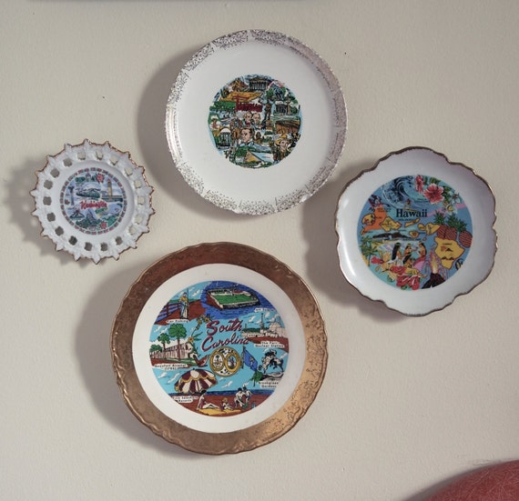 Vintage porcelain collectible state plates with