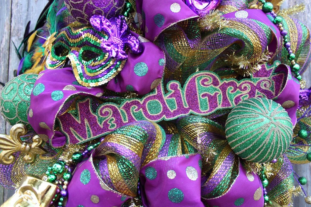 Mardi Gras Deco Mesh Wreath by CreativeCarries on Etsy