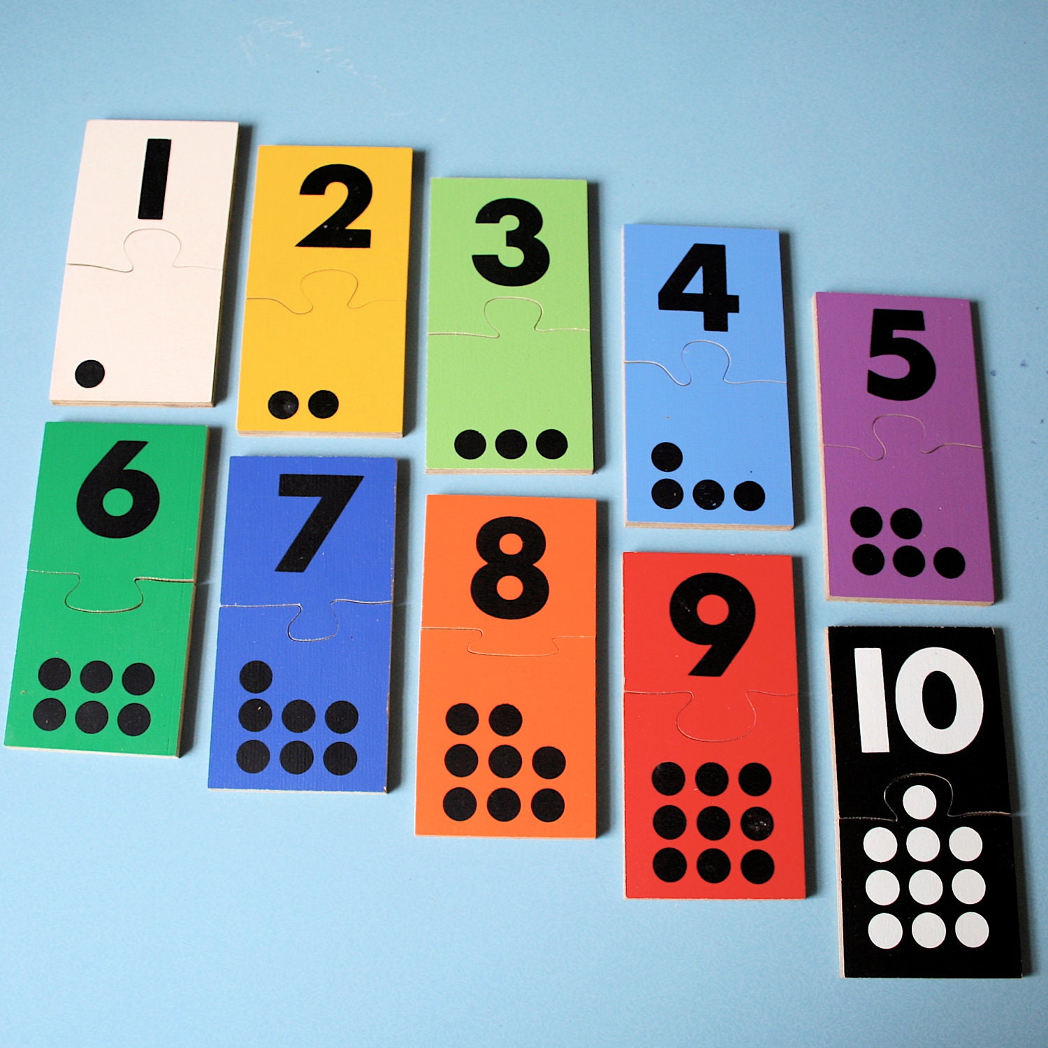 Vintage Wooden 1 to 10 Number Puzzle