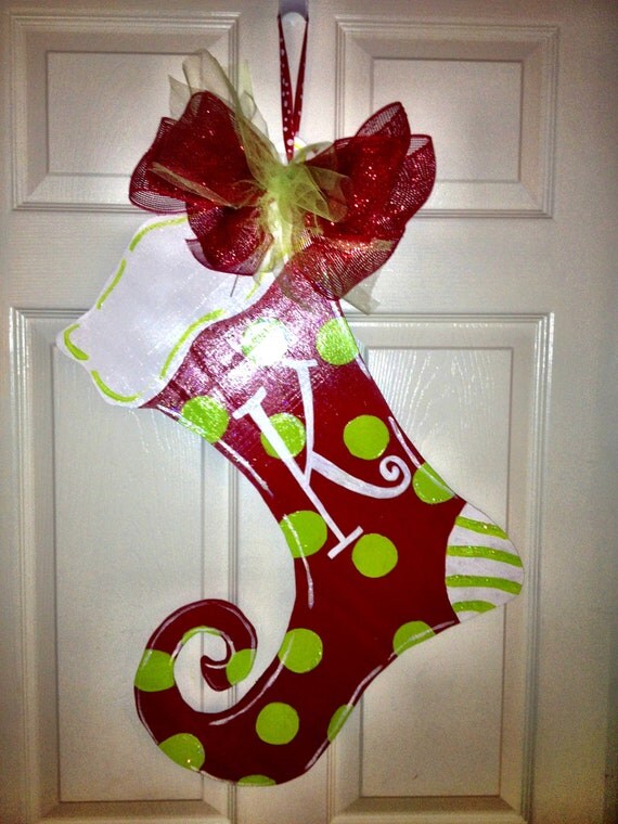 Christmas Stocking Door Hanger by SunDaysDesigns on Etsy
