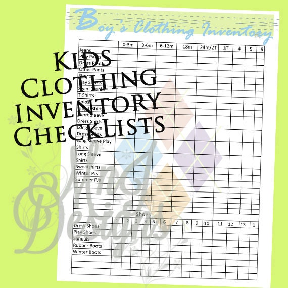 Kids Clothing INVENTORY Set-PDF Closet Organization Boy