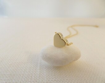 Gold heart necklace...dainty handmade necklace, everyday, simple, birthday, wedding, bridesmaid jewelry