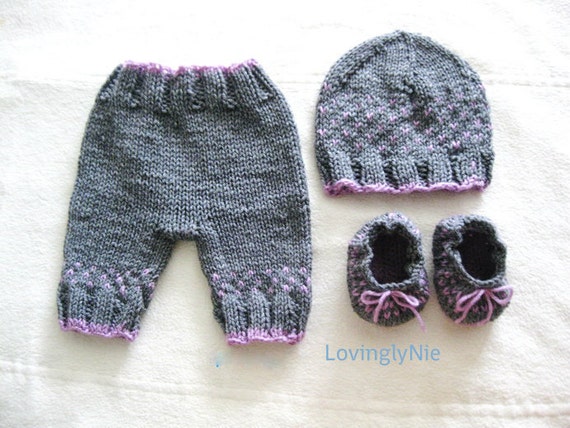 Knitted gray baby set