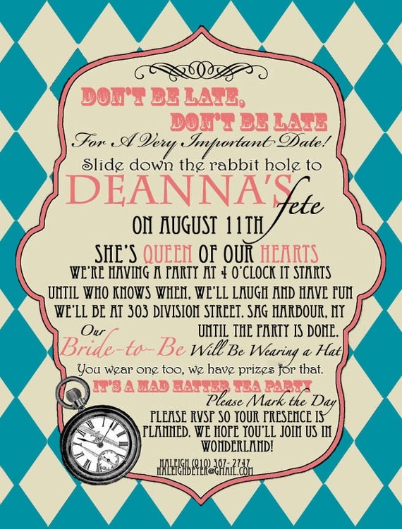 Mad Hatter Wedding Invitations 10