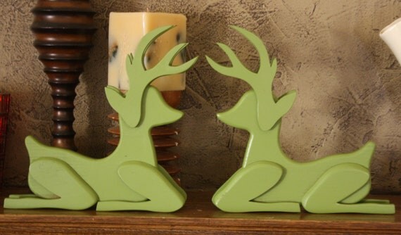 reduced oh deer pair green wooden raindeer christmas reduced oh deer pair green wooden raindeer christmas