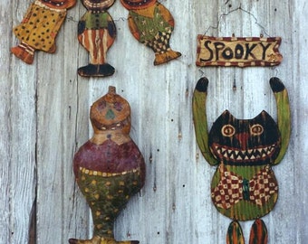 Primitive Halloween Pattern EPattern PDF Black Cats Pumpkin JOL Pillow Wood Door Hanger Swag Garland by Hickety Pickety 086