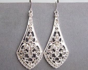 earrings Chandelier  Silver al Brid Earrings, Earrings, chandelier silver Filigree  Vintage Bridal  vintage