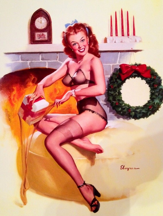 Elvgren Santa S Surprise Stocking Christmas By Vanguardgallery