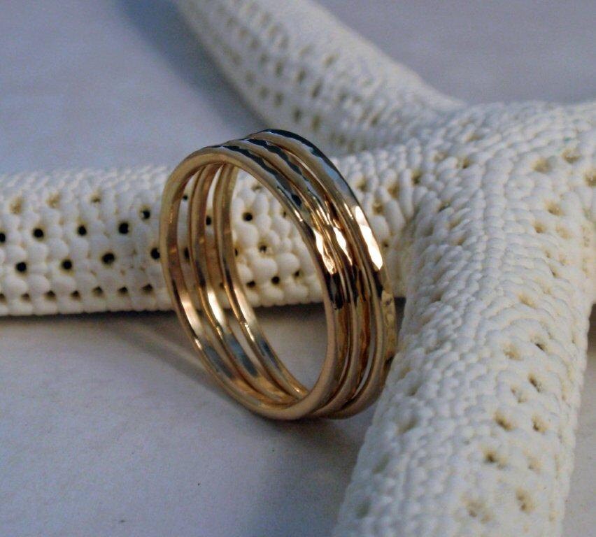 Gold Stacking Ring Set Stunning 14K Gold by SylviaAnderson on Etsy