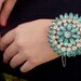 aMaZiNg Bangle Bracelet Turquoise Rhinestone Silver Aqua Blue Chunky ALTERED VINTAGE JEWELRY Handcrafted ooak women