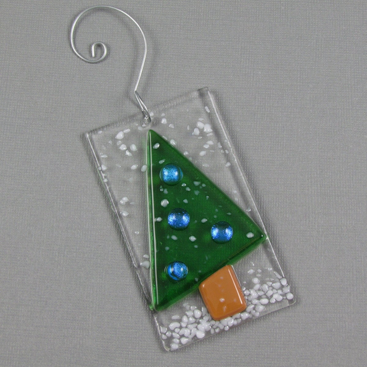 snowy christmas tree ornament fused glass dichroic glass snowy christmas tree ornament fused glass dichroic glass