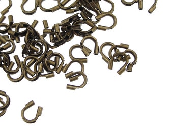144 Antique Brass Wire Guardians - Dark Brass Wire Protectors - Brass Oxide Wire Guards - Antique Bronze Findings (FB9)