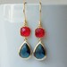 LAST ONE Red and Blue Crystal Drop Earrings