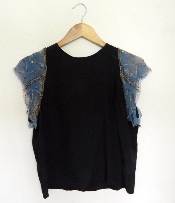 Items similar to DIY Black and Blue Beaded Top on Etsy