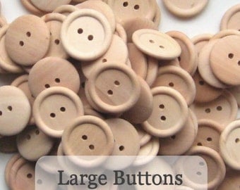 Large Unfinished Wooden Buttons 1 inch, Pack of 50