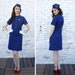 RESERVED for Shari 60's Stewardess Flight Attendant Dress size Large XL L Uniform Navy Blue Gold Halloween Costume 1960s